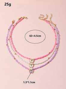 Bộ 3 chiếc/Bộ vòng cổ trái tim đính hạt nhiều màu sắc cho bé gái - Nhiều màu - Xem 3