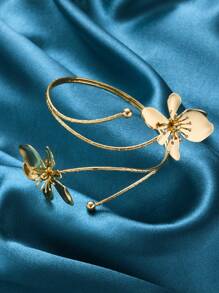 1pc Women's Minimalist Geometric Line Open Cuff Bracelet, Gold Color Jewelry For Daily Wear