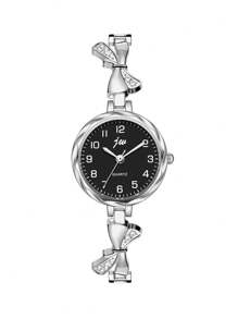 jw 1 Piece Women's Rose Gold Simple Alloy Bracelet , Exquisite Round Dial, Fashionable Black Hands Casual And Exquisite Highly Attractive Ladies Watch Digital Dial, Luxury Quartz Watch Suitable For Daily Decoration, Wear And Party Commuting Travel