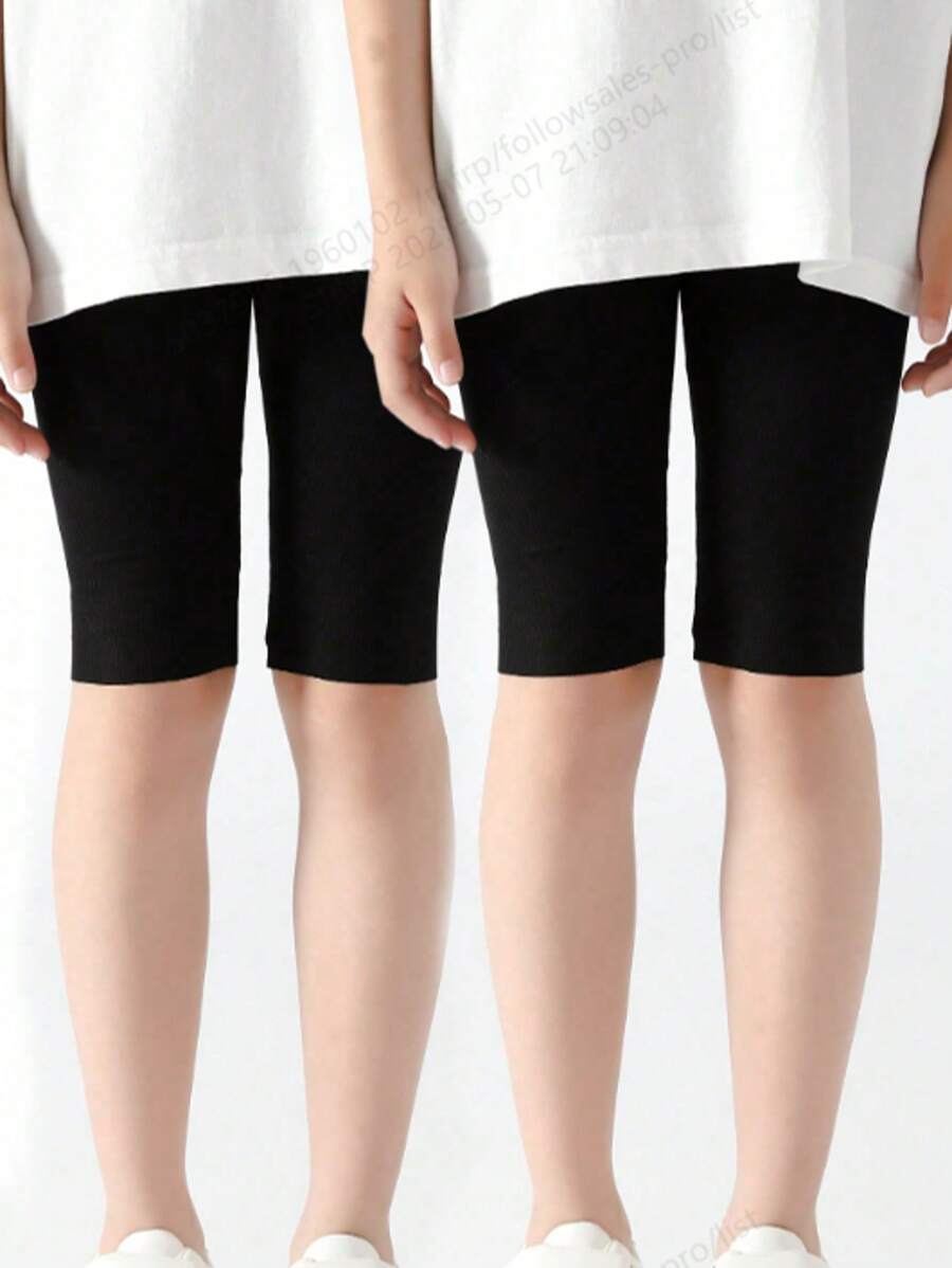 2 paquetes de shorts ajustables y sin costuras de unicolor para niños