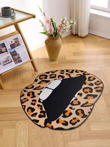 1pc Novelty Leopard Print Lip Velvet Area Rug, Living Room Carpet, Bedroom Carpet, Entryway Carpet, Kitchen Carpet, Bathroom Carpet, Study Carpet - Multicolor - View 3