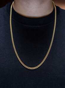 1 pieza Collar con colgante de acero inoxidable, diseño de eslabón de cuerda retorcida, tono dorado, gran regalo para amigos y familiares, para todas las estaciones