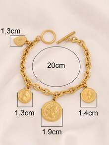 1pc Stainless Steel Engraved Queen Pendant Bracelet For Women Punk Portrait Heart Charms Chain Bracelets Jewelry Gift - Bracelet - View 5