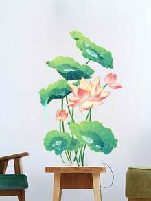 mama look 1 Pc Classic Lotus Flower, Leaf, Petal, Water Droplets Bathroom Tile, Wall Sticker, Self-Adhesive Removable PVC Wall Decal For Bathroom, Toilet - Multicolor - View 17