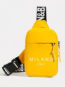 Personalized New Men's Milan Print Chest Bag/Waist Bag, Convenient To Carry, Can Be Used As Shoulder Phone Bag, Casual Commuter Messenger Bag/Waist Bag/Holiday Bag