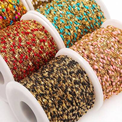 0,5 m Cadena de labios de acero inoxidable 304 con accesorios de joyería de moda de esmalte de colores multicolores para collar y pulsera DIY