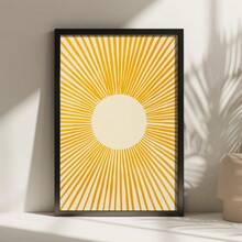 1 件无框现代旭日墙饰：波西米亚风极简主义阳光海报，抽象中世纪装饰印刷品 - 彩色 - 查看 3