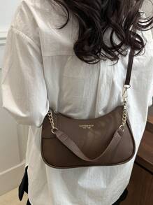 Fashionable Solid Color Letter Versatile Simple Armpit Women's Crossbody Bag Elegant Chain Shoulder Bag, Suitable For Shopping, Wallets, Shopping, Young Women, College Students, Newcomers, White-Collar Workers. They Are Very Suitable For Offices, Universities, Work, Business, Commuting, Outdoor Activities, Travel, And Outings