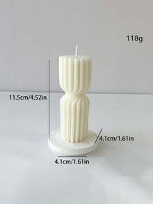 1pc Premium Striped Twist Cylindrical Aromatherapy Beeswax Candle, Plant Essential Oil Formula, 10 Hour Clean Burn Time, Ideal For Living Room, Dining Table, Bedroom, Meditation Space, Nordic Minimalist Design - White - View 9