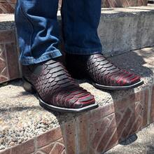 Botas chelsea vaqueras para hombre en piel color negro-rojo y cafe con Grabado pitón, estilo western moderno, elegantes y cómodas para toda ocasión Botines De cuero Botin - Negro - Ver 10
