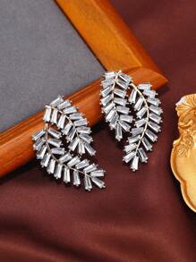 1 par de adornos con diseño de hojas elegante y retro, adecuado como accesorio para fiestas y eventos de mujeres