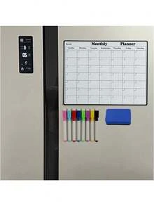 1pc Magnetic Refrigerator Dry Erase Calendar - Monthly/Weekly Meal Planner With Strong Magnetic Backing And Reusable Whiteboard Surface, Home Organization Kitchen Schedule - Multicolor - View 4