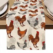 1 pieza Camino de mesa con diseño de gallo impreso, 4/6/8 piezas Manteles individuales con diseño de gallo impreso, adecuado para vacaciones, fiestas, cumpleaños, cenas, decoración de mesa de cocina y comedor, decoración del hogar y la vida en todas las estaciones