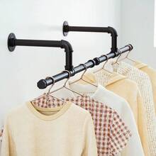 MEFENY Industrial Pipe Coat Rack Vintage Clothes Hanger Clothes Rack - Black - View 2