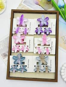 1 件/6 件/12 件花卉印花可爱休闲 ABS 塑料发夹，时尚发饰，适合海滩、旅行、甜美、清新夏季发夹发夹