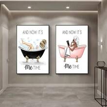 1 幅时尚浴室帆布画北欧美女沐浴海报和印刷品墙壁艺术画适用于客厅家居装饰可选框架 - 彩色 - 查看 3