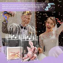 24/5Pcs Clear Waterproof Party Gift Wrap Tote Bag Reusable Dried Flower Doll Storage Ornaments Wedding Birthday Party Craft Boutique Tote Bags Home Office Decor Storage