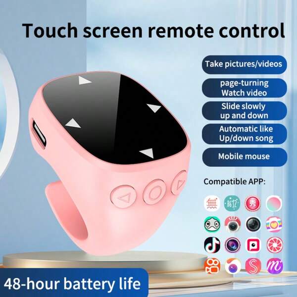 2025 Neue kabellose Mobile Selfie-Handy-Fernbedienung mit Ring, Video-Scroll, mit Touchscreen, 10 Meter Reichweite, kompatibel mit iOS, iPad, Android, geeignet für Sommerurlaub, Reise, tragbarer kabelloser Kameraauslöser