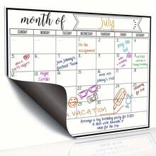 1pc Magnetic Fridge Calendar - Strong Magnetic Backing, Smooth Dry Erase Surface, Practical Calendar, Durable Whiteboard - Perfect For Kitchen Organization, Meal Planning, Family Planners, Reminders, And Notes On Refrigerator