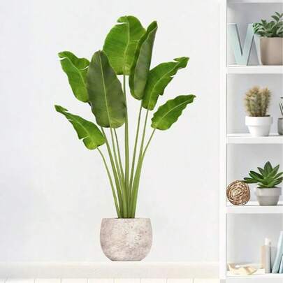 1 件逼真的人造绿色植物墙贴 - 大型自粘装饰纸，适用于客厅、入口、家庭、办公室 - 非常适合乔迁、婚礼、圣诞节装饰（房主、租户）