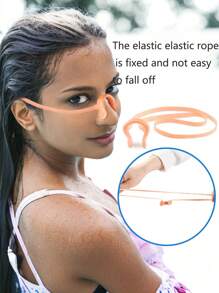 1 Unissed-Gender Swimming Nose Sling - Fit, Anti-Slip Design, Transparent Shoulder Strap Suitable For Swimming And Water Sports, Ivory Color, Water Equipment | Compact Clip Style | Flexible Shoulder Strap, Swimming Accessory, Beach Essentials, Beach Accessories, Pool Float