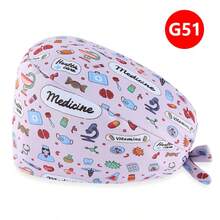 1 件时尚印花护士帽，手术帽，适合女/男医生、护士、美容院、宠物医院、管家，具有吸湿排汗带，抗菌防尘，星星印花设计，休闲风格，涤纶，适合所有季节、办公室、学校