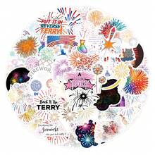 55Pcs FireWorks Stickers Vinyl Aesthetics Motivational Stickers Scrapbook, Journaling, Laptop, Bumper, Skateboard, Water Bottles, Computer, Phone, Cartoon, Hard Hat, Car Stickers - Multicolor - View 2