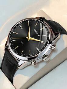 1 件 PU 皮革表带时尚休闲商务条形刻度简约表盘石英手表适合日常佩戴或节日礼物