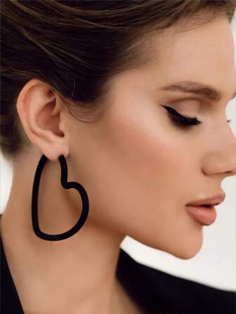 1 Pair Retro 90s Acrylic Material Large Heart Shape Hoop Earrings, Suitable For Women Party, Dance And Daily Wear