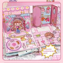 1 set de kit de matériel de livre tranquille DIY, sans découpage requis. Livre d'habillement fait main pour filles et enfants, livre d'autocollants 3D d'habillement, livre éducatif Montessori, livre d'autocollants de décoration thématique pour filles. Fournitures éducatives pour enfants DIY, retour à l'école, anniversaire, Noël, Halloween, Pâques, cadeaux de Thanksgiving