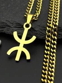Collares con colgante del símbolo de los bereberes de estilo africano y hip hop para mujeres y hombres, de acero inoxidable, con estilo bereber kabyle