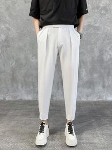 Men's High Waisted Loose Tapered Casual Pants With Hook And Loop Closure