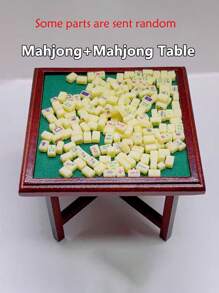 1 pièce Mini Set de table de Mahjong avec tabourets miniatures, échecs, go, blocs de construction, dames, jouets pour maison de poupée, accessoires de salle de Mahjong miniature à l'échelle 1:12, couleur aléatoire