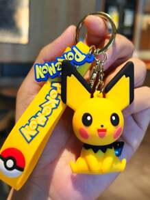 pokemon 1pc Creative Lottery Machine Keychain: Miniature Stress Relief Toy, Backpack Pendant Gift, Cartoon PVC Soft Rubber Car Bag Key Chain, Christmas Ornament