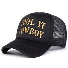 1pc Men Cool It Cowboy Trucker Hat With Embroidered Letter, Personalized Street Fashion Casual Cap, Suitable For Spring, Autumn, Traveling, Beach Vacation - Multicolor - View 6