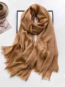 1pc Solid Color Scarf, Women Summer Sunscreen Mid-Length Scarf, Korean Elegant Beach Scarf, Travel Shawl, Large Headdress - QMD602 - View 25