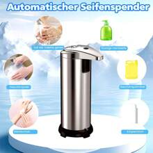 Automatic Countertop Sensor Soap Dispenser, Non-Contact Motion Sensor Soap Dispenser With Upgraded Waterproof Base, Suitable For Bathrooms, Restaurants, Kitchens (Silver)