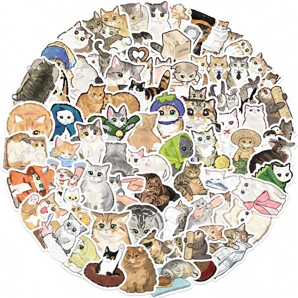 75 Pezzi Adesivi in vinile per gatto cartoni animati, adesivi estetici per scrapbooking, diario, computer portatile, paraurti, skateboard, borraccia, computer, telefono, caschi, auto e decorazioni