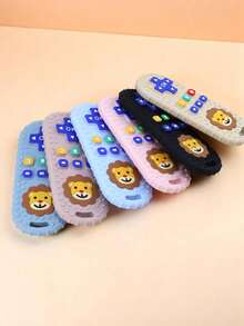 1个婴儿磨牙玩具，遥控设计 - 可爱狮子造型 - 柔软硅胶材质，带按压按钮 - 耐用耐咬 - 舒适牙龈按摩器 - 适合3-6个月宝宝 - 必备婴儿用品 - 婴儿玩具