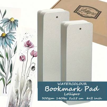 20/50/100pcs Lollipro Watercolor Bookmark Pads, 100% Wood Pulp, Cold Pressed, 140 Lb (300 Gsm) Art Paper, 15x5 Cm (2x6 Inches) - Ideal For Artists, Beginners, And Professionals,Back To School,School Supplies