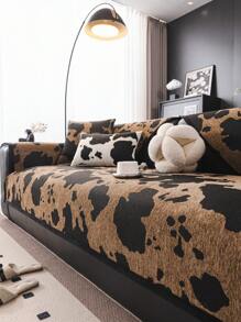 1pc Versatile Sofa Cover, Modern Minimalist Anti-Skid Sofa Cushion Cover, Dust-Proof & Washable, Brown Fashion Soft Non-Fading Fur Pet Friendly Protector For Living Room, Bedroom, Office, Adjustable For Corner Sofa, L-Shaped Sofa & 1-4 Seater Sofa