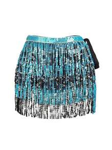 Fuste cu ciucuri și paiete cu sclipici pentru dansul din buric, fuste la modă cu curea pentru dansul din buric