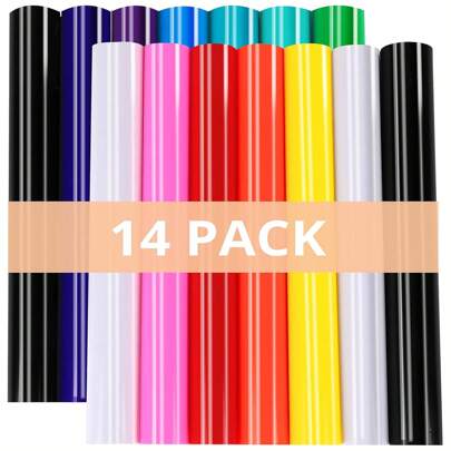 Permanenter Klebe-Vinyl, 14 Pack glänzend, 12 x 10 Zoll, für Bastel-Projekte, permanente Klebe-Vinyl-Bögen, Bündel für Silhouette Cameo Schneide-Maschinen