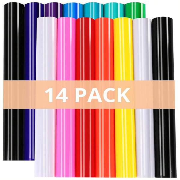 Permanent Adhesive Vinyl, 14 Pack Glossy, 12 X 10 Inches, For Craft Projects Permanent Adhesive Vinyl Sheets, Bundle For Silhouette Cameo Cutting Machines