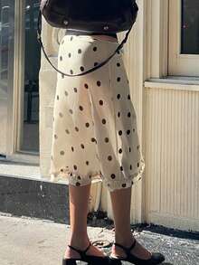 Women Polka Dot Sheer Skirt Mesh See Through Midi Skirts Summer Swimsuit Cover Up See-Through Beach Ruffled Hem Skirt - 白色 - 查看 9