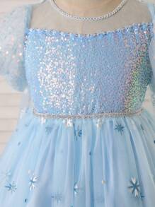 Nuevo vestido de princesa cute para niñas, disfraz de princesa de cuento de hadas con falda de tul y gasa para actuaciones y espectáculos infantiles de la Princesa Frozen