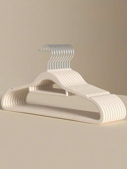 10pcs Flocked Hangers Organizer, Flocked Clothes Hanger With No Trace Non-Slip For Clothing, Pants, Closet Space Storage