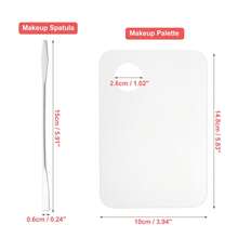 1 Set Paleta acrílica de mezcla de cosméticos y maquillaje, herramienta de mezcla de base, paleta de maquillaje con espátula para mezclar - Plata transparente - Ver 4