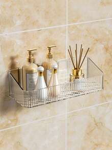 1-2件装豪华浴室壁挂式收纳架，免钻孔马桶/梳妆台整理架浴室配件 - 彩色 - 查看 14
