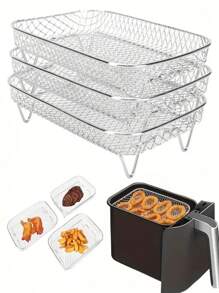 Juego de accesorios para freidora de aire de acero inoxidable - Apilable, apto para lavavajillas para hornos y freidoras, perfecto para hornear saludable en vacaciones